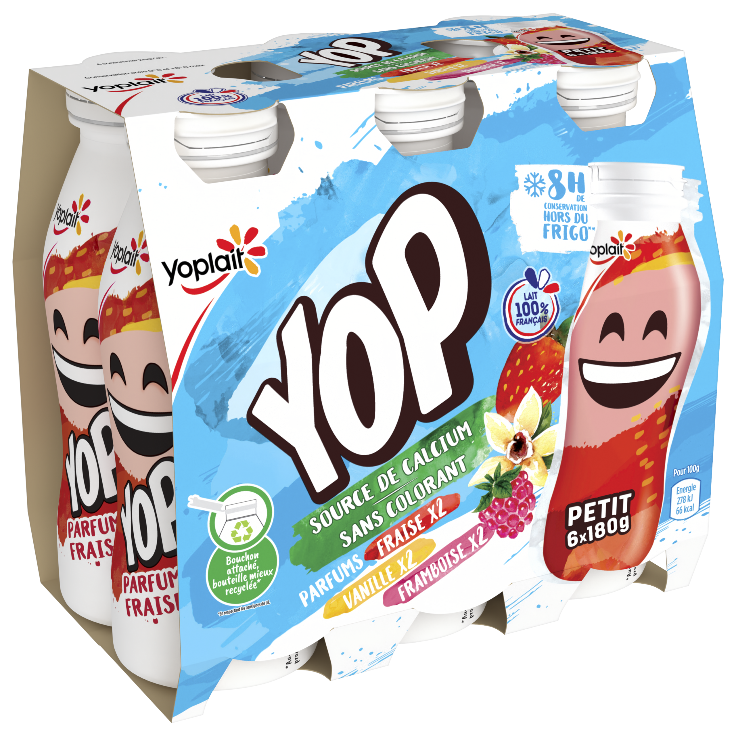 Yop – 180g x6 Panaché fraise framboise vanille