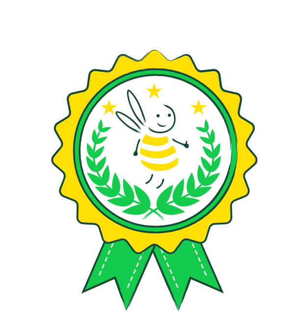 Médaille jaune et verte avec une abeille