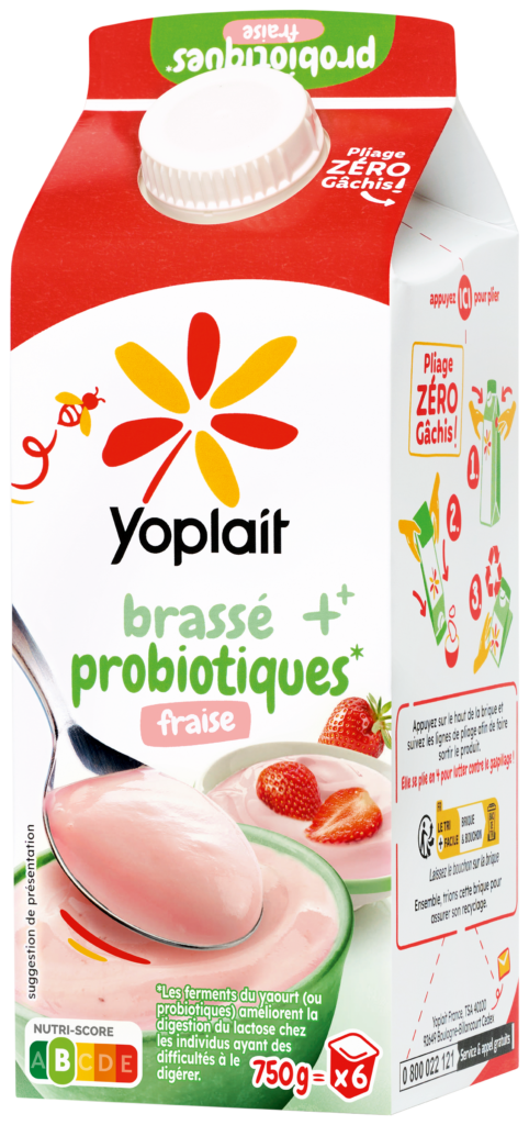 Yoplait en Brique brassé probiotiques fraise